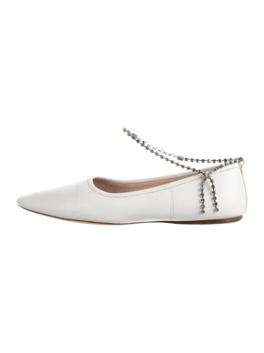 Miu Miu Leather Ballet Flats w Crystal Straps